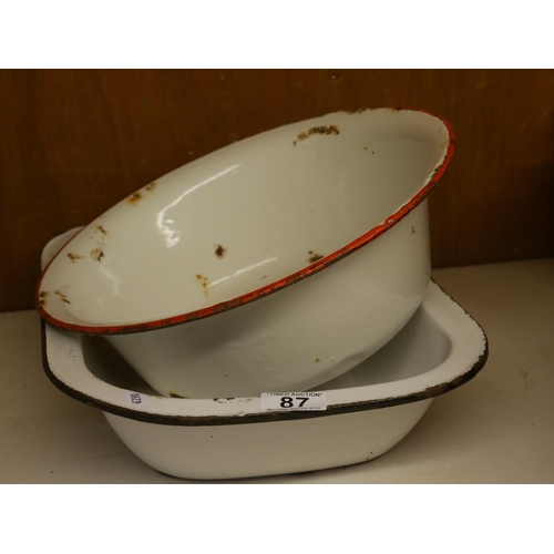 87 - 2 ENAMEL DISHES