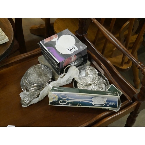 907 - LOT OF SILVER PLATED COASTERS