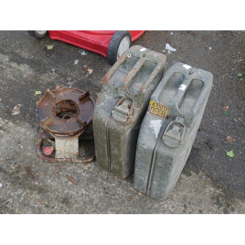 88 - 2 JERRY CANS & GAS BURNER