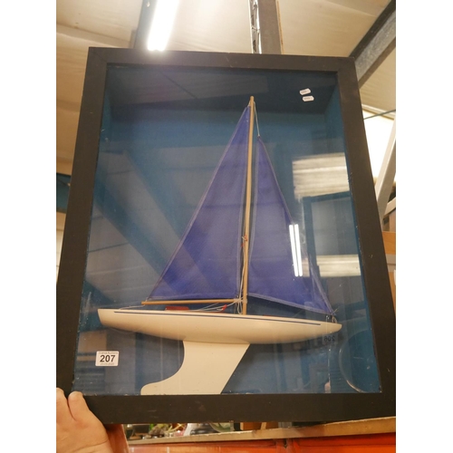 207 - MODEL SHIP IN DISPLAY CASE