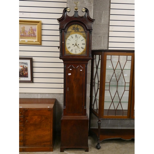 414 - COCHRANE OF LURGAN GEORGIAN GRANDFATHER CLOCK (WORKING)