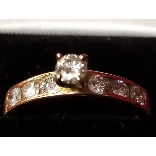 384 - 14CT GOLD & DIAMOND RING SIZE O