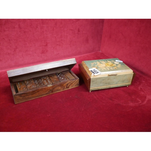 165 - MUSICAL JEWELLERY BOX & BOXED DOMINOES