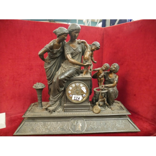 174 - BRONZED FIGURINE CLOCK