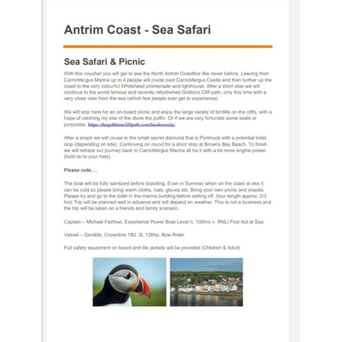 25 - ANTRIM COAST SEA SAFARI
DONATED BY MICHAEL FAIRFOWL