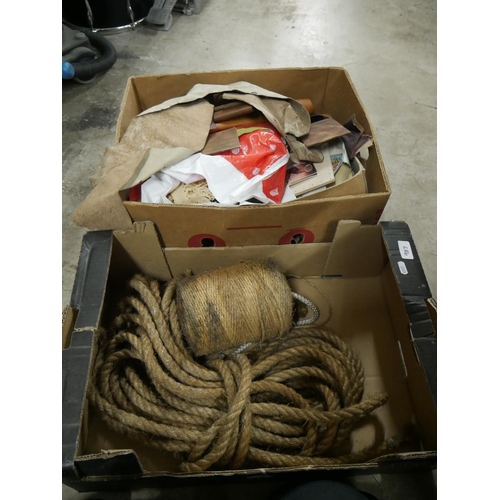 987 - BOX OF LEATHER & BOX OF ROPE