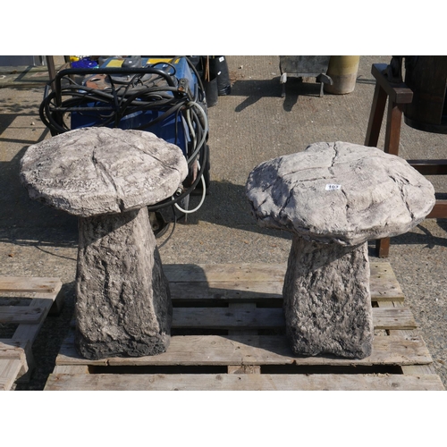 103 - PAIR OF CONCRETE STADDLE STONES