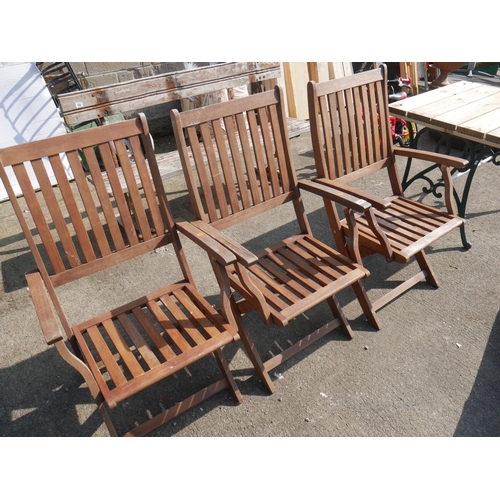 68 - 3 HARDWOOD GARDEN CHAIRS