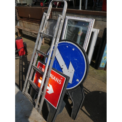 81 - STEP LADDER & ROAD SIGNS