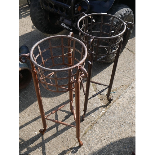 93 - PAIR OF METAL PLANTER HOLDERS