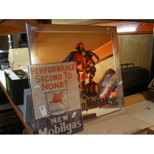 921 - CAPTAIN MORGAN MIRROR & METAL SIGN