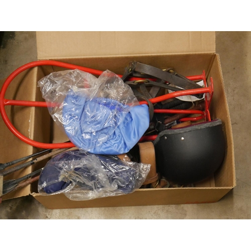 853 - BOX OF EQUESTRIAN ITEMS