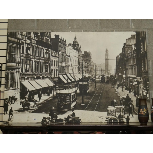 425 - LARGE PRINT OF HIGH STREET BELFAST approx 2 mtrs x 1.25 mtrs