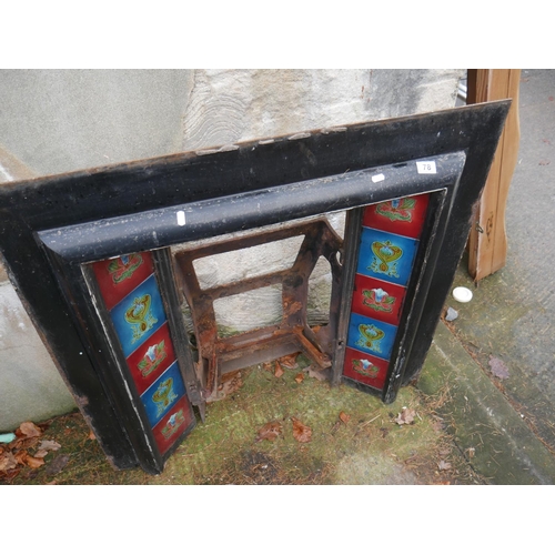 78 - VICTORIAN FIRE INSET WITH TILES