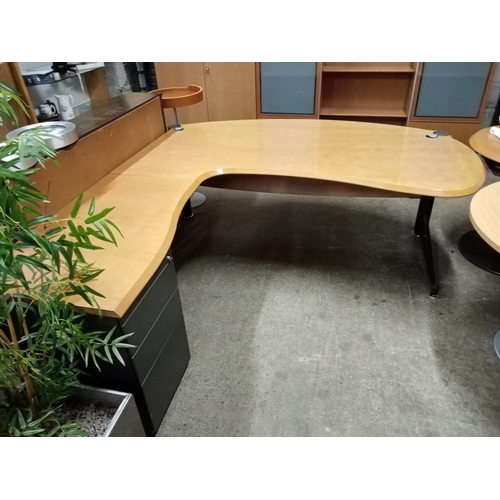 196 - LARGE OFFICE DESK WITH PEDESTAL CABINET (WITH THE OPTION OF 4 IN TOTAL)