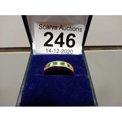 246 - 14CT EMERALD & DIAMOND RING