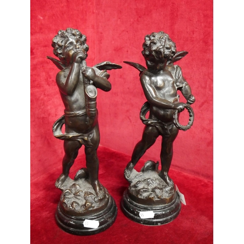 260 - PAIR OF BRONZE CHERUBS