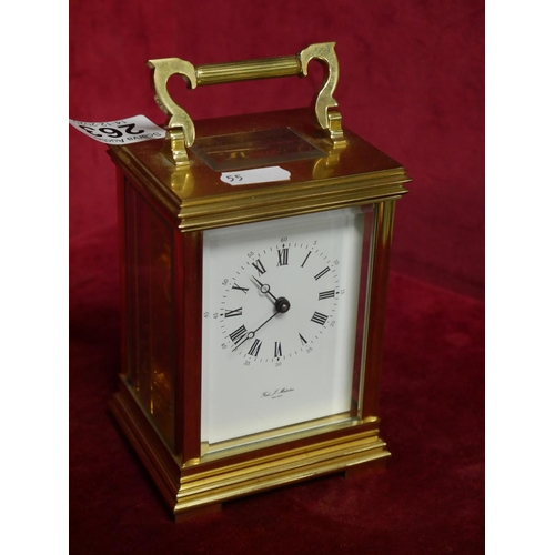 263 - BRASS & GLASS CARRIAGE CLOCK (WORKING)