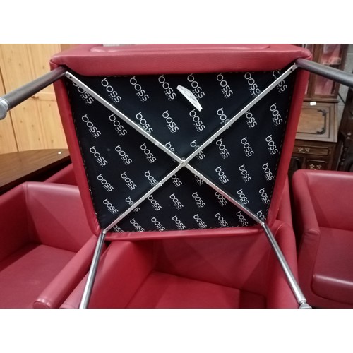 193 - 4 RED LEATHER RECEPTION CHAIRS