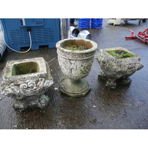 32 - 3 OLD CONCRETE PLANTERS