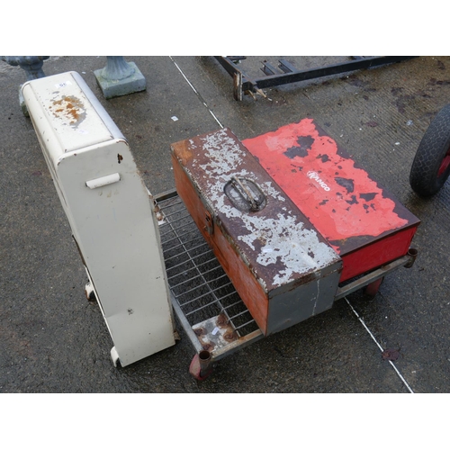 35 - PARAFIN HEATER, 2 TOOL BOXES & TROLLEY