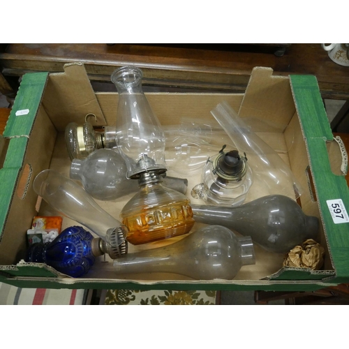 597 - BOX OF OIL LAMPS