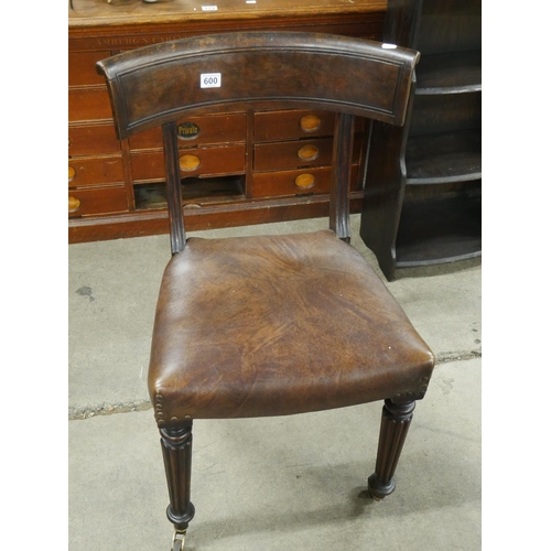 600 - ANTIQUE MAHOGANY IRISH LIBRARY CHAIR