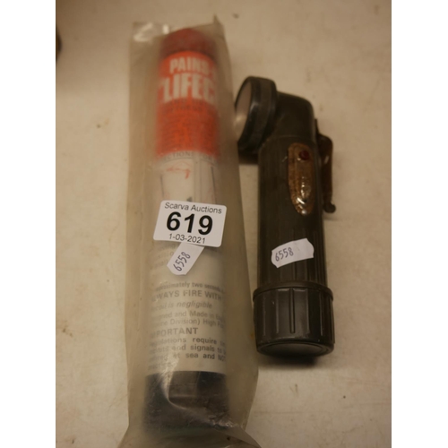 619 - MILITARY TORCH & OLD FLARE