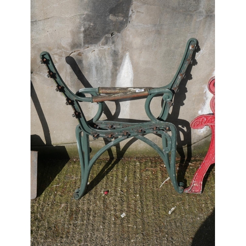 62 - PAIR OF GREEN SEAT ENDS