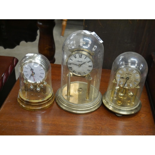 565 - 3 DOMED MANTLE CLOCKS