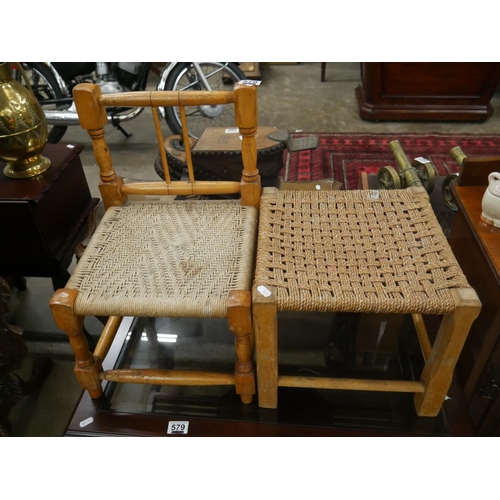 578 - 2 RATTAN STOOLS