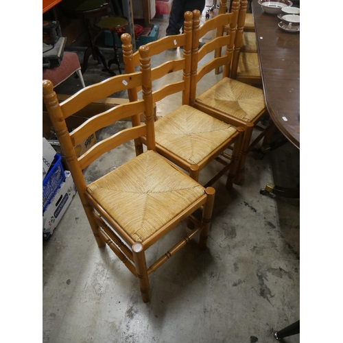 626 - 6 PINE & RATTAN DINING CHAIRS