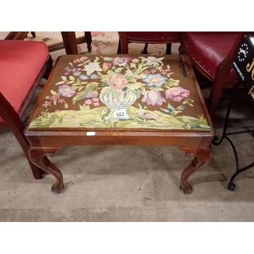 683 - ANTIQUE PAD FOOT STOOL