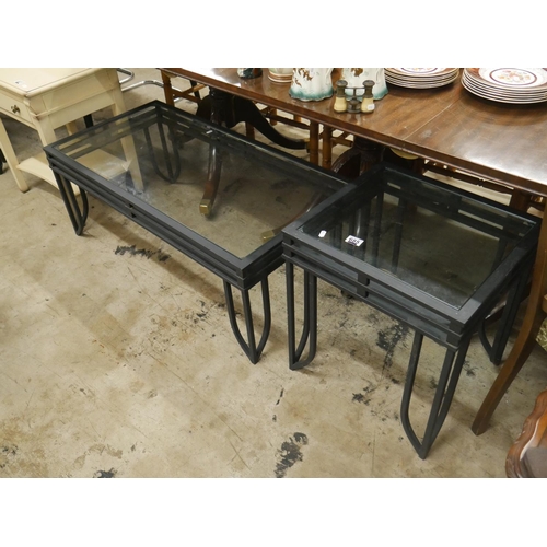 685 - 2 METAL & GLASS TOP TABLES