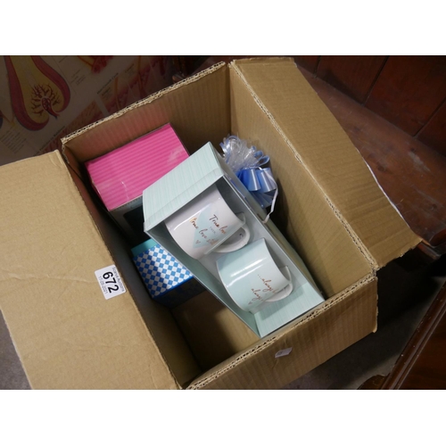 672 - BOX OF GIFT WARE