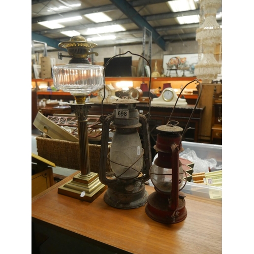 698 - 3 OIL LAMPS