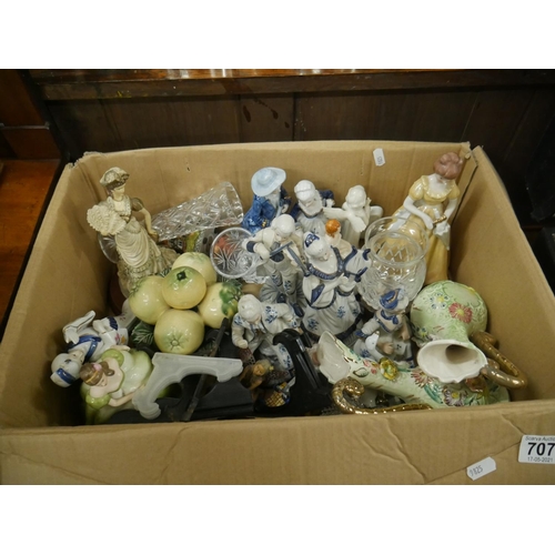 707 - BOX OF MIXED CERAMICS