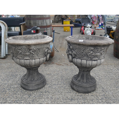 71 - PAIR OF ROUND CONCRETE PLANTERS