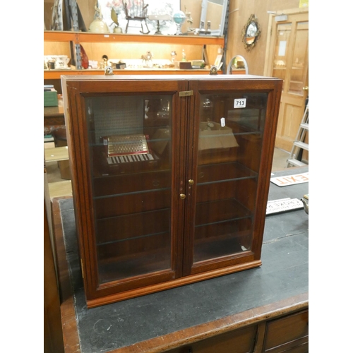 713 - MAHOGANY DISPLAY CUPBOARD