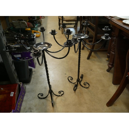 733 - 2 METAL CANDLE STANDS