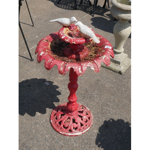 51 - RED CAST IRON BIRD BATH