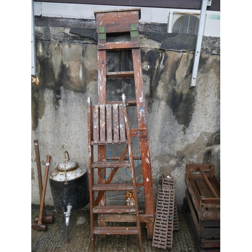 130 - 2 WOODEN STEP LADDERS