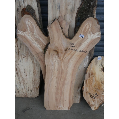 177 - 2 SLABS OF APPLE WOOD