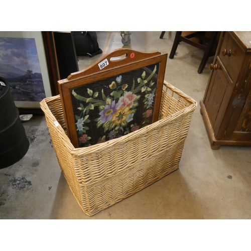 807 - LARGE BASKET & FIRESCREEN