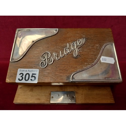 305 - SILVER MOUNTED BRIDGE BOX WITH ORIGINAL PENS