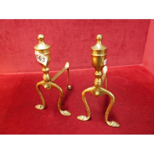 663 - PAIR OF BRASS FIRE DOGS