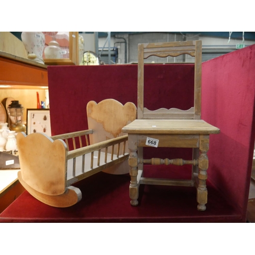 668 - CHILDS CHAIR & CRIB