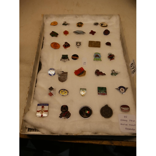 678 - BOX OF MOTORBIKE BADGES