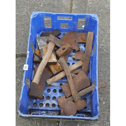 38 - BOX OF AXE HEADS