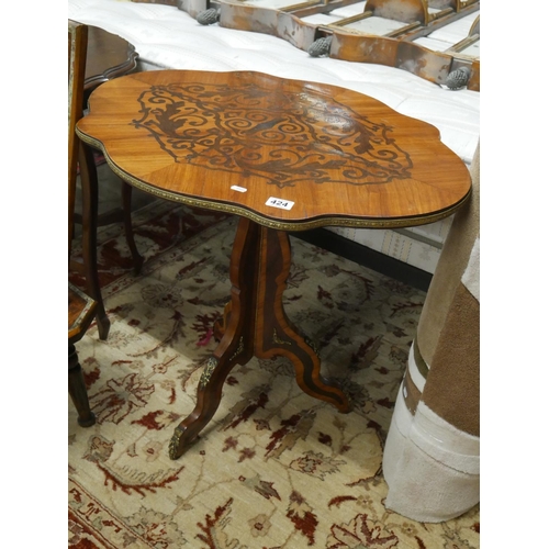 424 - TULIP WOOD LAMP TABLE WITH ROSEWOOD INLAY & GILT MOUNTS